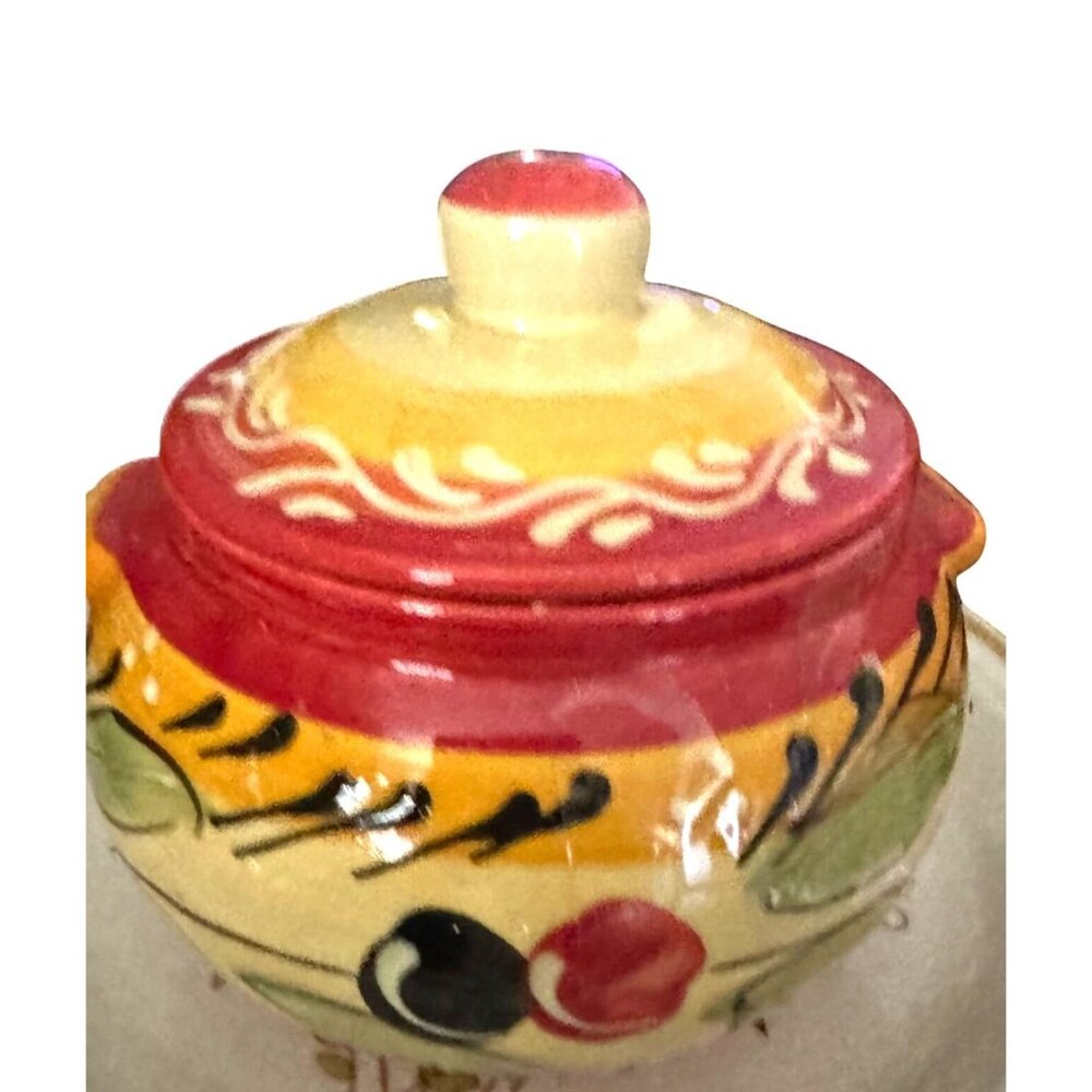 Pier 1 Imports Olive Stacked Canisters Set Of 3 Hand Painted Ceramic - Picture 4 of 13